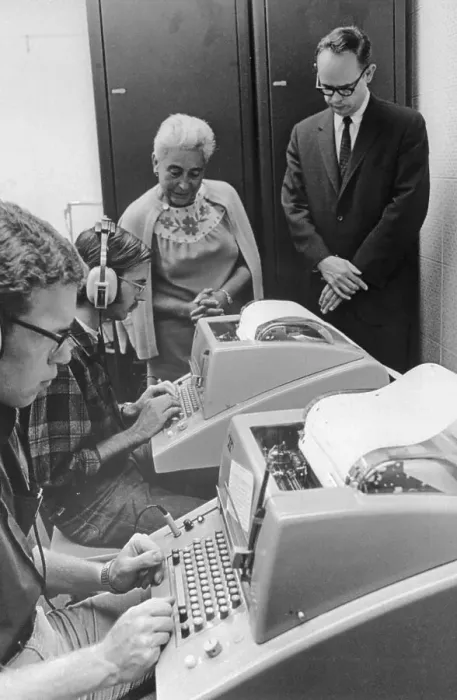 Framed Print : Students Typing on Typewriter Terminals Framed Print : Students Typing on Typewriter Terminals