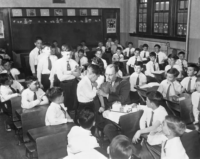 Framed Print : Students Waiting for Smallpox Vaccination Framed Print : Students Waiting for Smallpox Vaccination