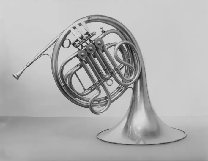 Framed Print : Studio shot of French horn Framed Print : Studio shot of French horn