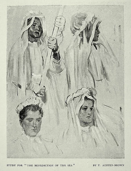 Study for the Benediction of the Sea by Thomas Austen Brown, 1890s, Victorian Art