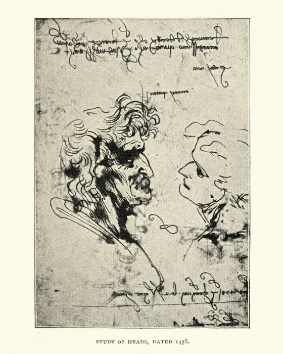 Framed Print : Study of heads dated 1478, Leonardo Framed Print : Study of heads dated 1478, Leonardo