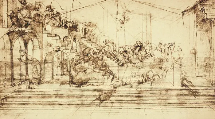 Framed Print : Study for Perspective with Animals and Figures by Leonardo da Vinci Framed Print : Study for Perspective with Animals and Figures by Leonardo da Vinci