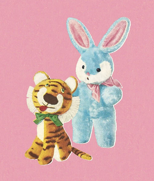 Stuffed Tiger and Bunny Toys