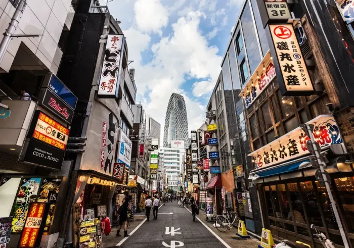 Framed Print : Stunning view of the entertainment district at the foot of the skyscrapers of Shinjuku in Framed Print : Stunning view of the entertainment district at the foot of the skyscrapers of Shinjuku in