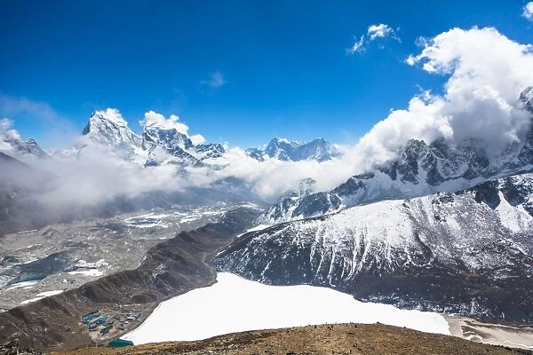 Stunning view from the top of Gokyo peak in Nepal