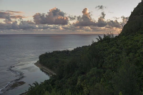 Stunning view along Hanakapiai portion of the Kalalau Trail, Kauai, Hawaii, USA