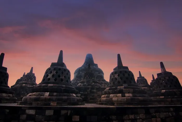 Framed Print : Stupas with dawn sky background Framed Print : Stupas with dawn sky background