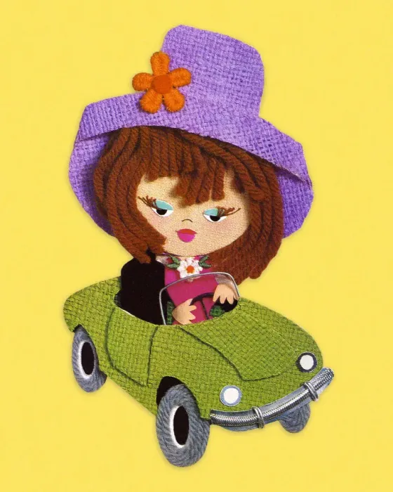 Framed Print : Stylish Lady Driving a Car