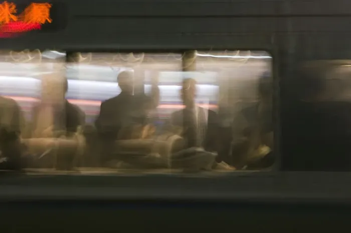 Framed Print : Subway, Blurred motion, Tokyo, Honshu, Japan