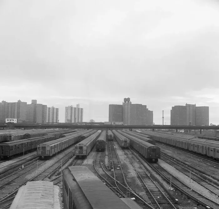 Framed Print : Subway Trains Parked in Yard Framed Print : Subway Trains Parked in Yard
