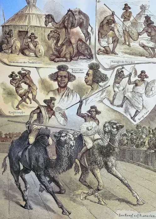 Framed Print : Sudanese warriors, Sudan, On a tour as exhibits in Europe, Historical, digitally restored reproduction from a 19th century original Framed Print : Sudanese warriors, Sudan, On a tour as exhibits in Europe, Historical, digitally restored reproduction from a 19th century original