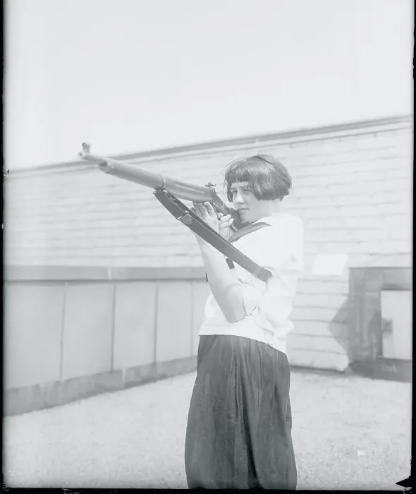 Framed Print : Sue Williams Aiming Rifle Framed Print : Sue Williams Aiming Rifle
