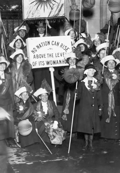 Framed Print : Suffrage Group With Poster