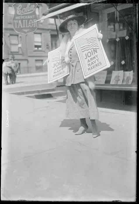 Framed Print : Suffragette Frances E. Fitch with Recruitment Posters