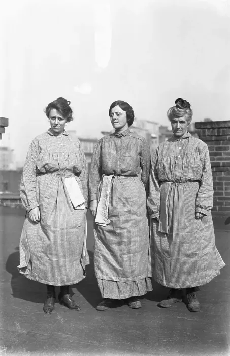 Framed Print : Suffragettes Modeling Their Prison Uniforms Framed Print : Suffragettes Modeling Their Prison Uniforms