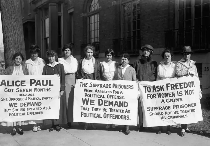 Framed Print : Suffragettes Picketing Outside Jail Framed Print : Suffragettes Picketing Outside Jail