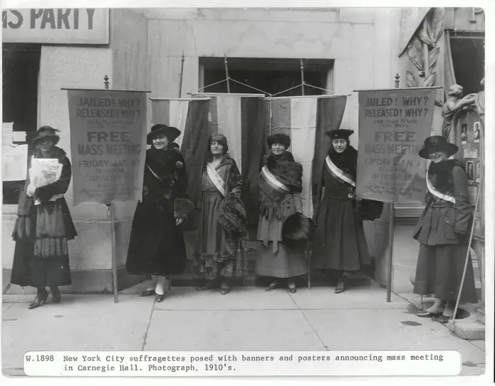 Framed Print : Suffragettes Posing with Banners for Mass Meeting at Carnegie Hall Framed Print : Suffragettes Posing with Banners for Mass Meeting at Carnegie Hall