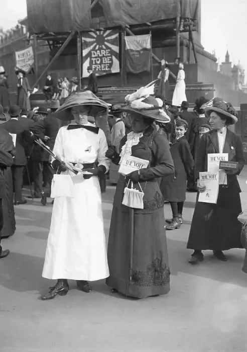 Framed Print : Suffragists Holding The Vote Newspaper Framed Print : Suffragists Holding The Vote Newspaper