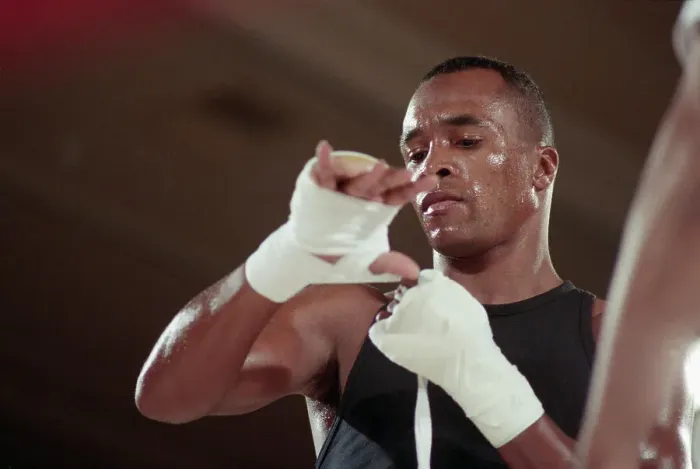 Framed Print : Sugar Ray Leonard Taping His Hands Framed Print : Sugar Ray Leonard Taping His Hands