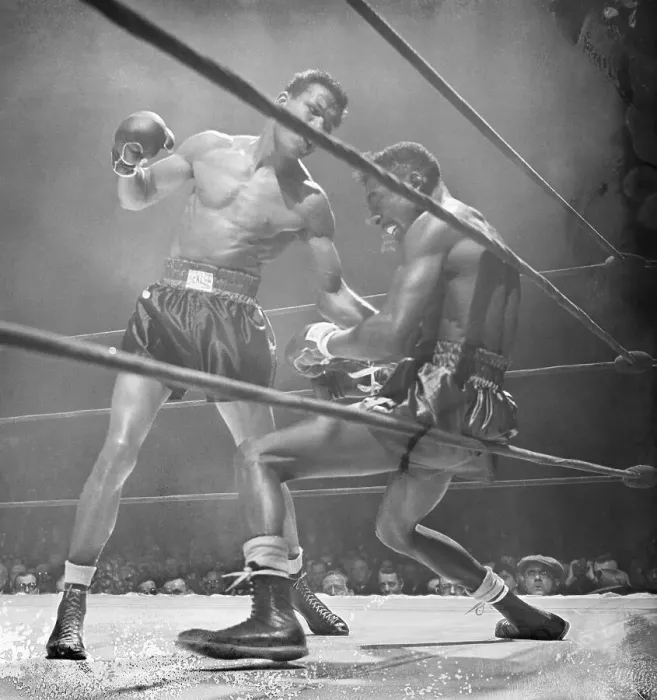 Framed Print : Sugar Ray Robinson Hitting Tommy Bell Framed Print : Sugar Ray Robinson Hitting Tommy Bell