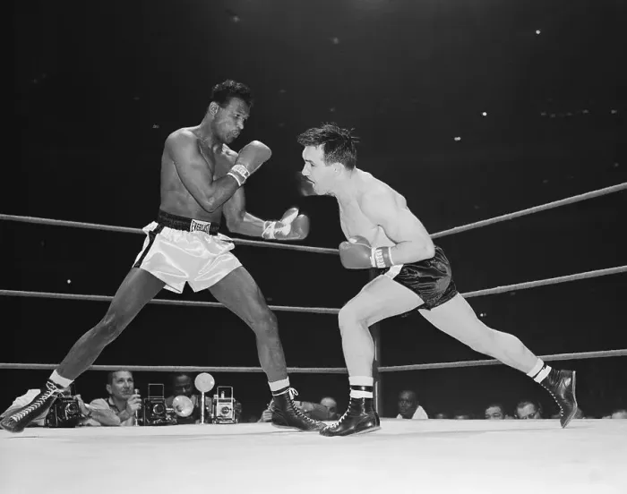 Framed Print : Sugar Ray Robinson Receives Punch From Gene Fullmer Framed Print : Sugar Ray Robinson Receives Punch From Gene Fullmer
