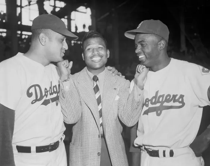 Framed Print : Sugar Ray Robinson Standing with the Dodgers Framed Print : Sugar Ray Robinson Standing with the Dodgers