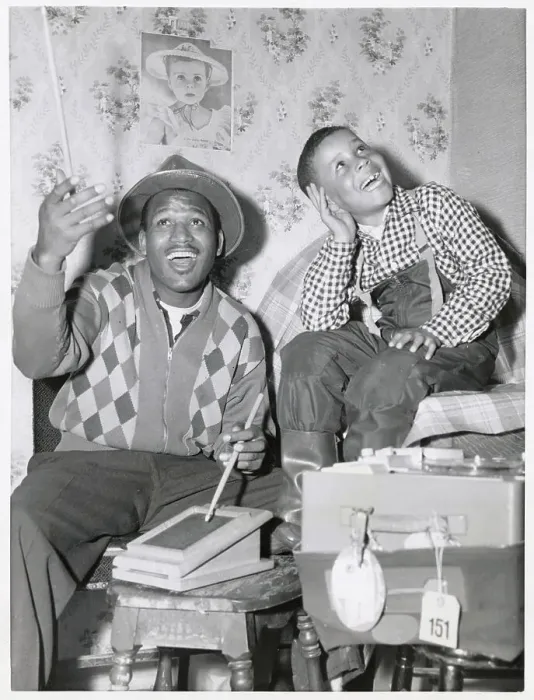 Framed Print : Sugar Ray Robinson with Young Son Enjoying Music Framed Print : Sugar Ray Robinson with Young Son Enjoying Music