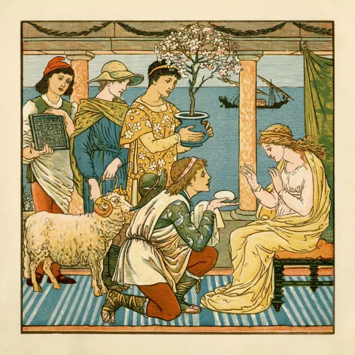 Framed Print : Suitors presenting gifts to a princess Framed Print : Suitors presenting gifts to a princess