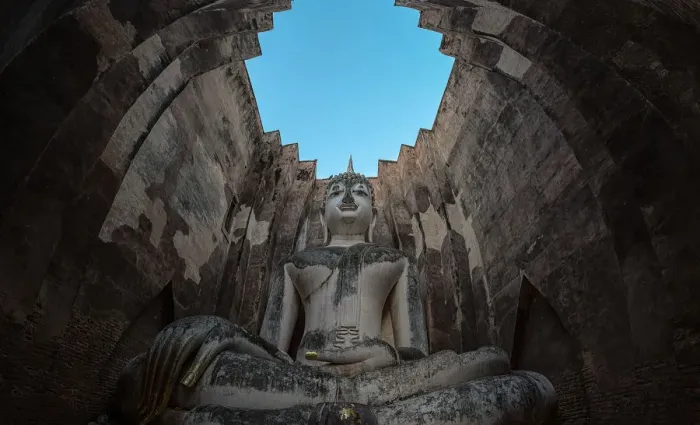 Framed Print : Sukhothai historical Park, Thailand, giant statue of Buddha in Wat Si Chum. The place is public property, no release document required Framed Print : Sukhothai historical Park, Thailand, giant statue of Buddha in Wat Si Chum. The place is public property, no release document required