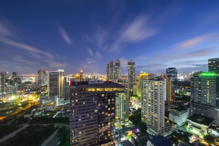 Framed Print : Sukhumvit area in Bangkok city