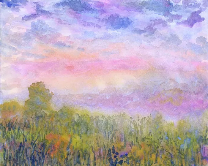 Framed Print : Summer meadow, watercolor painting Framed Print : Summer meadow, watercolor painting