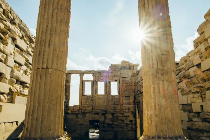 Framed Print : Sun Flare Through Parthenon Stone Columns Framed Print : Sun Flare Through Parthenon Stone Columns