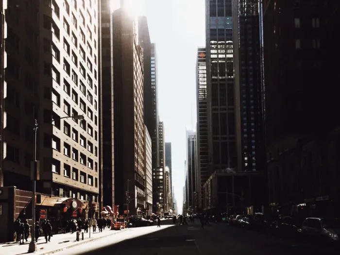 Framed Print : Sun shining through the Fifth Avenue, Manhattan, New York City Framed Print : Sun shining through the Fifth Avenue, Manhattan, New York City