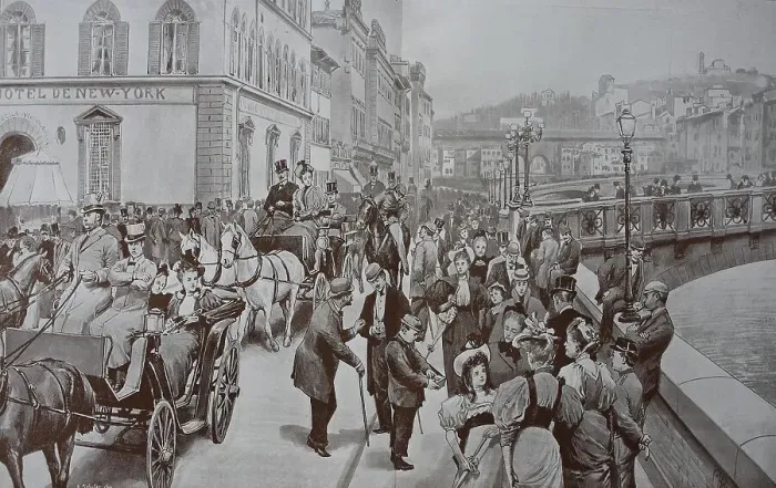 Framed Print : Sunday afternoon, 1878, Corso on the Lungarno Corsini in Florence, Italy, Historic, digital reproduction of an original 19th-century painting Framed Print : Sunday afternoon, 1878, Corso on the Lungarno Corsini in Florence, Italy, Historic, digital reproduction of an original 19th-century painting
