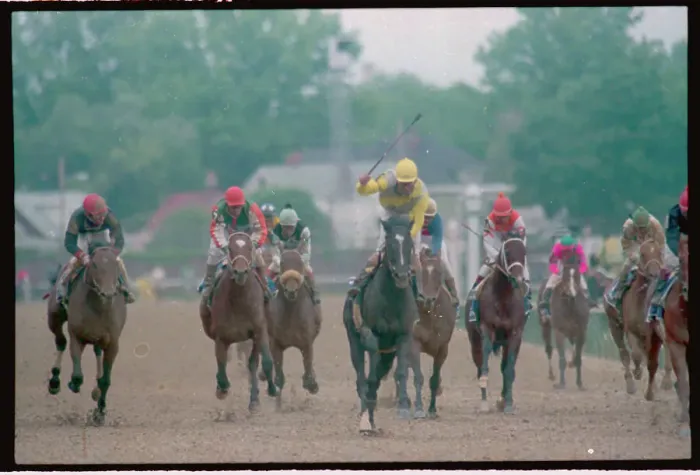 Framed Print : Sunday Silence Leading Kentucky Derby