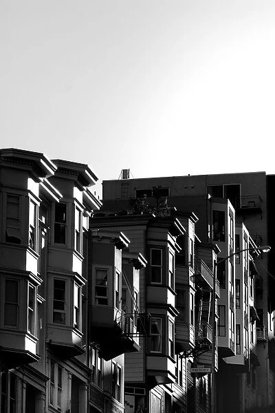 Sunny Side Up. Late evening light on a row of Victorians in the North Beach district
