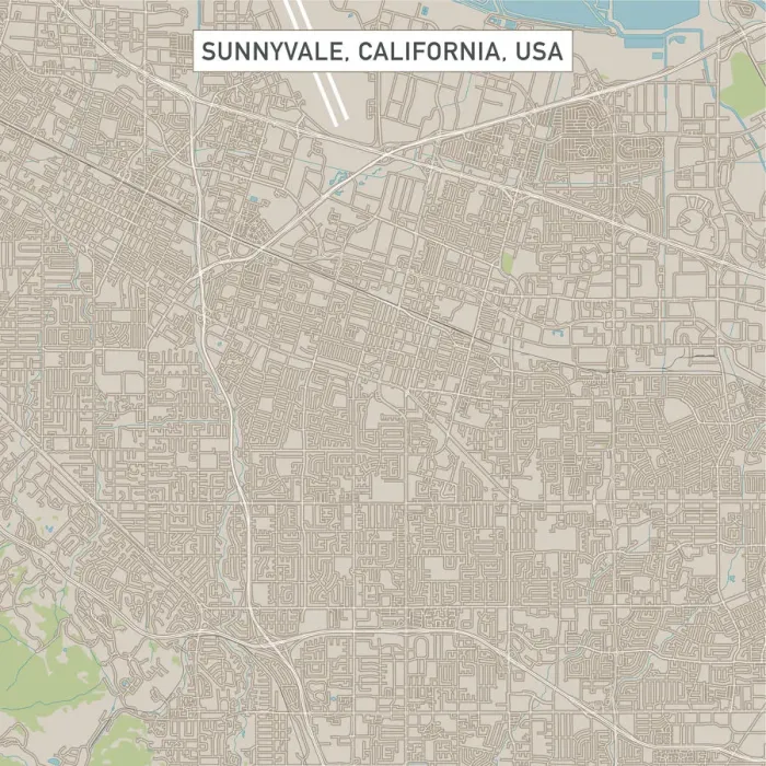 Framed Print : Sunnyvale California US City Street Map Framed Print : Sunnyvale California US City Street Map