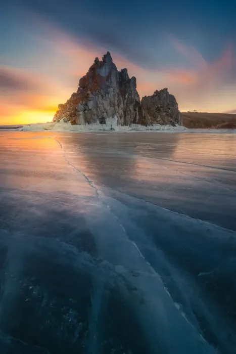 Framed Print : Sunrise at Baikal lake