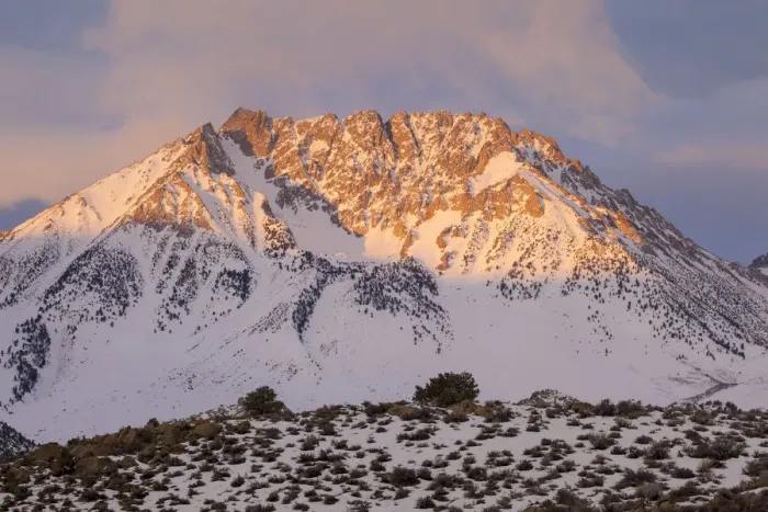 Framed Print : Sunrise on Basin Mountain, Sierra Nevada Range, California, USA