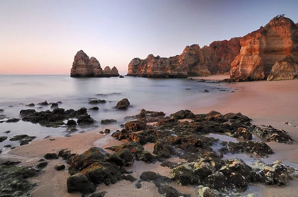 Sunrise on the beach, Lagos, Algarve, Portugal, Europe