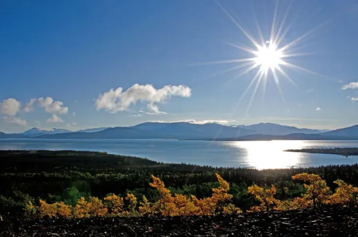 Framed Print : Sunrise over Desdeash Lake, Yukon terr. Canada