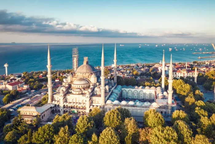 Framed Print : Sunrise drone Photo of Blue Mosque Framed Print : Sunrise drone Photo of Blue Mosque