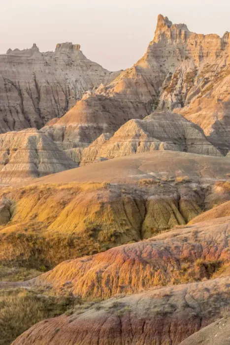 Framed Print : Sunrise over eroded formations, Badlands National Park, South Dakota, USA Framed Print : Sunrise over eroded formations, Badlands National Park, South Dakota, USA