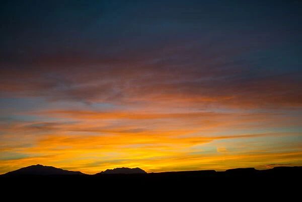 Sunrise over Henry Mountains seen from Studhorse Ridge, Grand Staircase Escalante, Utah, USA