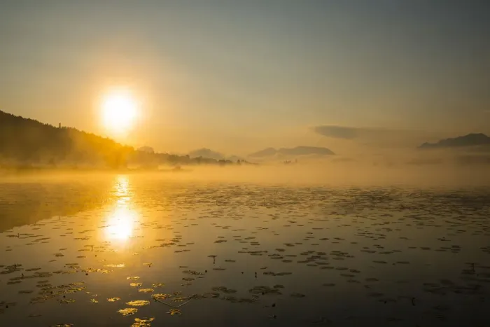 Framed Print : Sunrise, Hopfensee Lake, near Fussen, Ostallgau, Allgau, Upper Swabia, Swabia, Bavaria, Germany