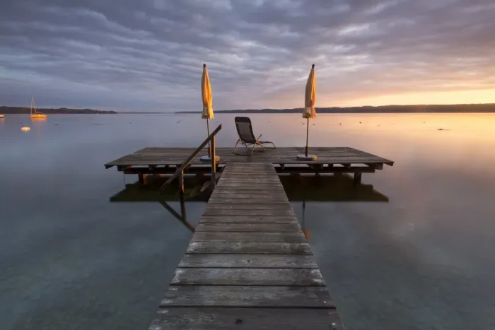 Framed Print : Sunrise, jetty at Lake Starnberg near Seeshaupt, Bavaria, Germany, Europe, PublicGround Framed Print : Sunrise, jetty at Lake Starnberg near Seeshaupt, Bavaria, Germany, Europe, PublicGround