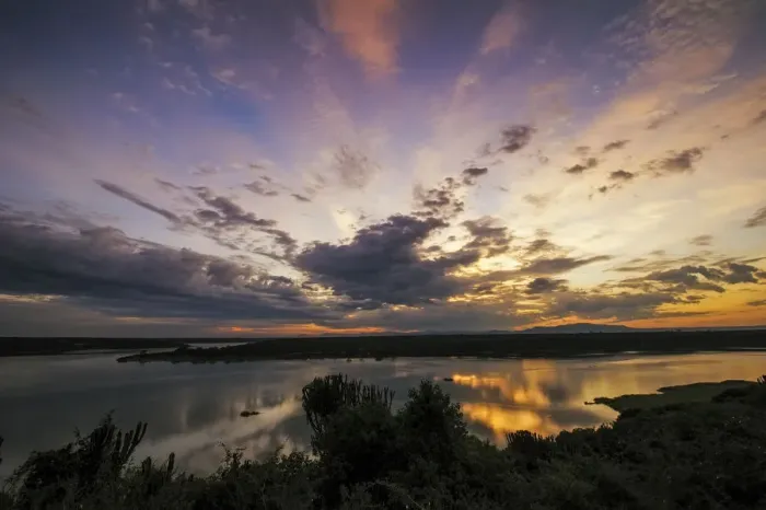 Framed Print : Sunrise landscape over Kazinga Channel, Queen Elizabeth National Park, Uganda, Africa