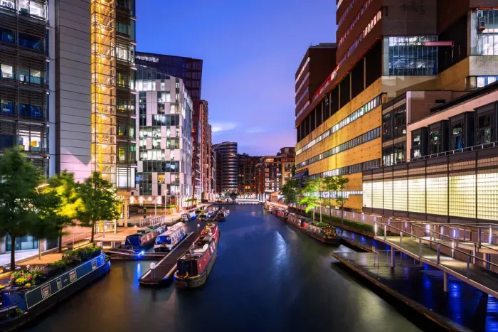 Framed Print : Sunrise, Paddington Basin, Paddington, London, England Framed Print : Sunrise, Paddington Basin, Paddington, London, England