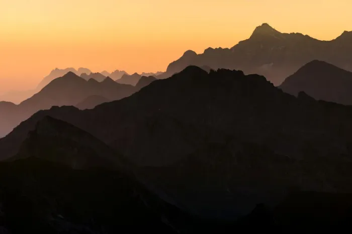 Framed Print : Sunrise above the peaks of the Allgau Alps in steplike arrangement, Oberstdorf, Bavaria, Germany Framed Print : Sunrise above the peaks of the Allgau Alps in steplike arrangement, Oberstdorf, Bavaria, Germany