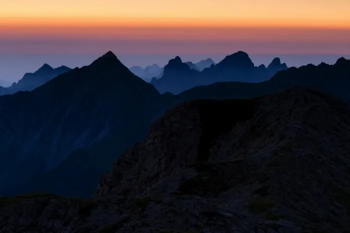 Framed Print : Sunrise above the peaks of the Allgau Alps in steplike arrangement, Oberstdorf, Bavaria, Germany Framed Print : Sunrise above the peaks of the Allgau Alps in steplike arrangement, Oberstdorf, Bavaria, Germany